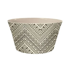 Saladeira Yangzi Pequena Redonda Fibra de Bambu Preto e Branco 15cm