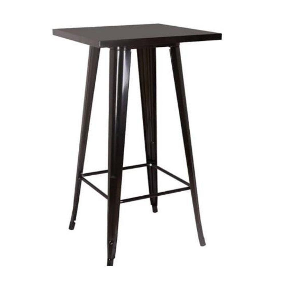 Mesa Bistro Alta De Bar Café Tolix - 60 X 60 Cm Preta