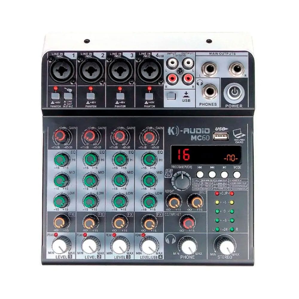 Mesa/Mixer Analógica K-Áudio MC-60 6 Canais Efeitos - MS0098