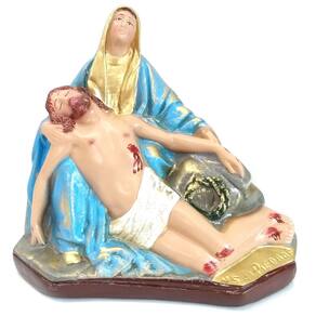 Escultura Nossa Senhora Pietá Gesso 15cm - Imagem Real