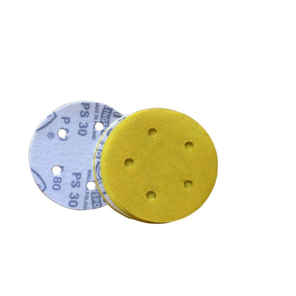 Disco De Lixa 5 Pol 125Mm C/ Pluma Com Furo Kit 100 Pçs