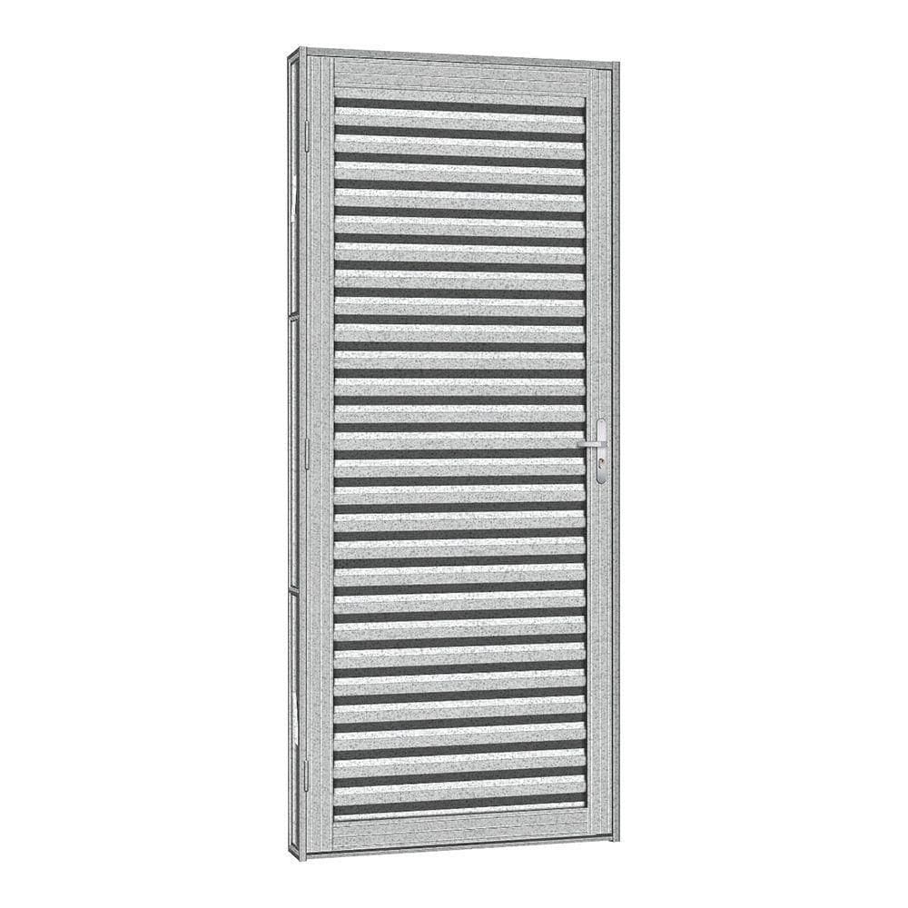 Porta De Aço Laminada Silver 61x215 R120 Abertura Direita Prata - Cinza