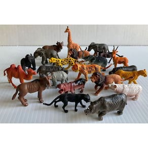 Kit 10 Animais Da Fazenda Safari Zoo Pequenos De Borracha