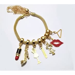 Pulseira Estilista Moda Beleza Folheado A Ouro 18k