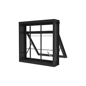 Janela Maxim-ar Em Aço Com Grade Quadriculada 60x60 R120 Tradição - Cinza