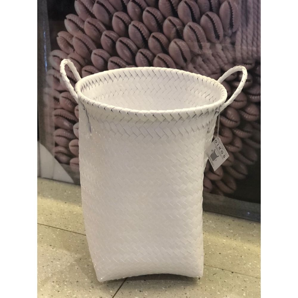 Cesto Tramado Alto Com Alcas 40Cm De Plastico - Oikos Branco