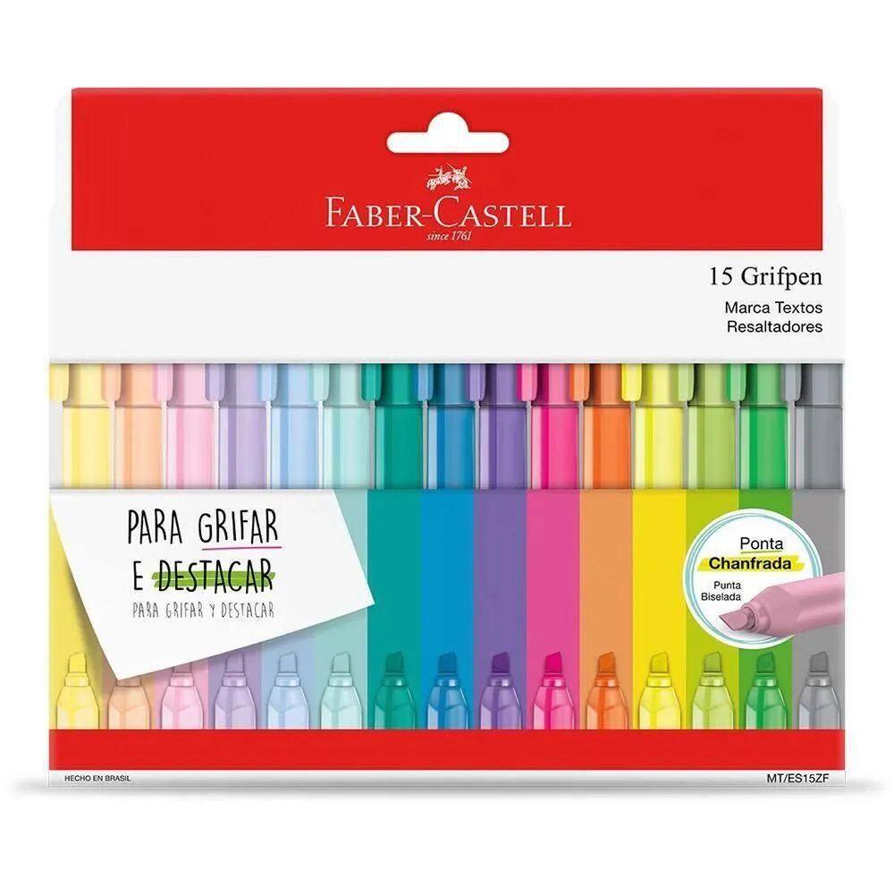 Kit Marca Texto Grifpen Faber Castell - C- 15 Cores