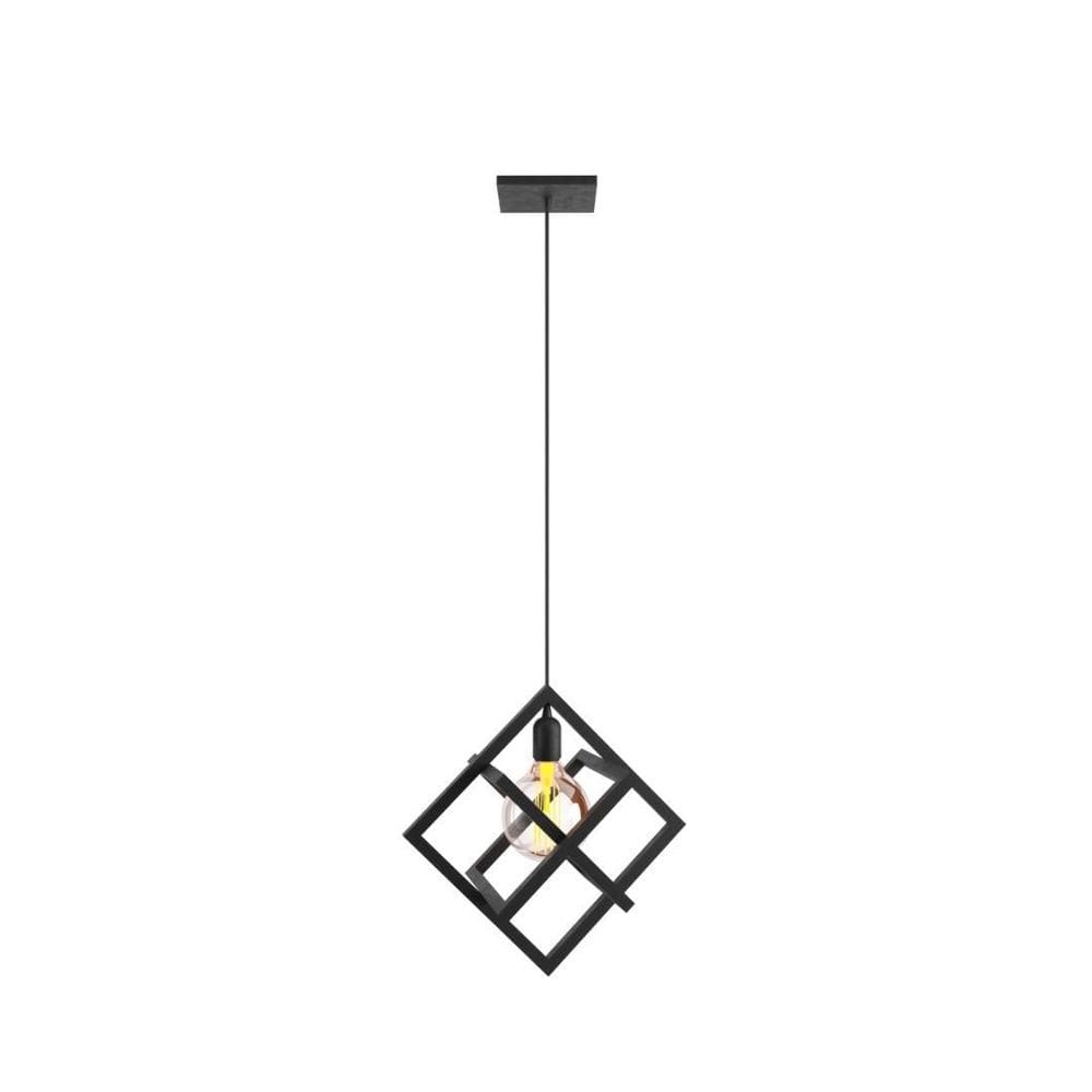 Pendente Luminária Cubo Industrial Preto