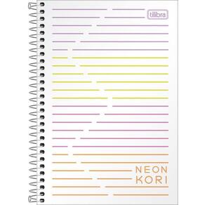 Caderno Pequeno 1-4 Neon Kori S- Pauta Tilibra Capa Plástica Espiral - 80 Folhas Branco