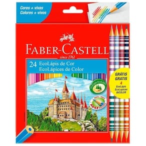 Lápis De Cor Faber Castell - 24 Cores + 4 Lápis Bicolor