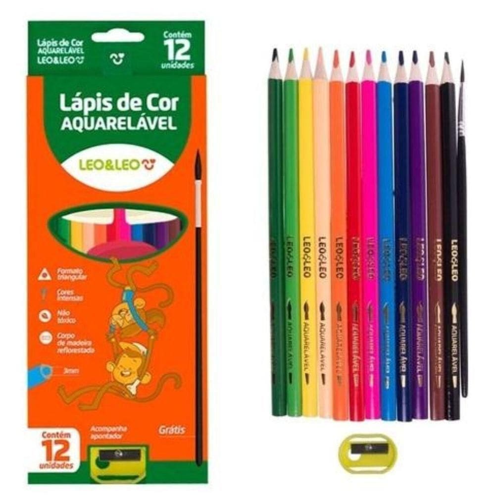 Lápis De Cor Aquarelável Leonora - 12 Cores + 1 Apontador