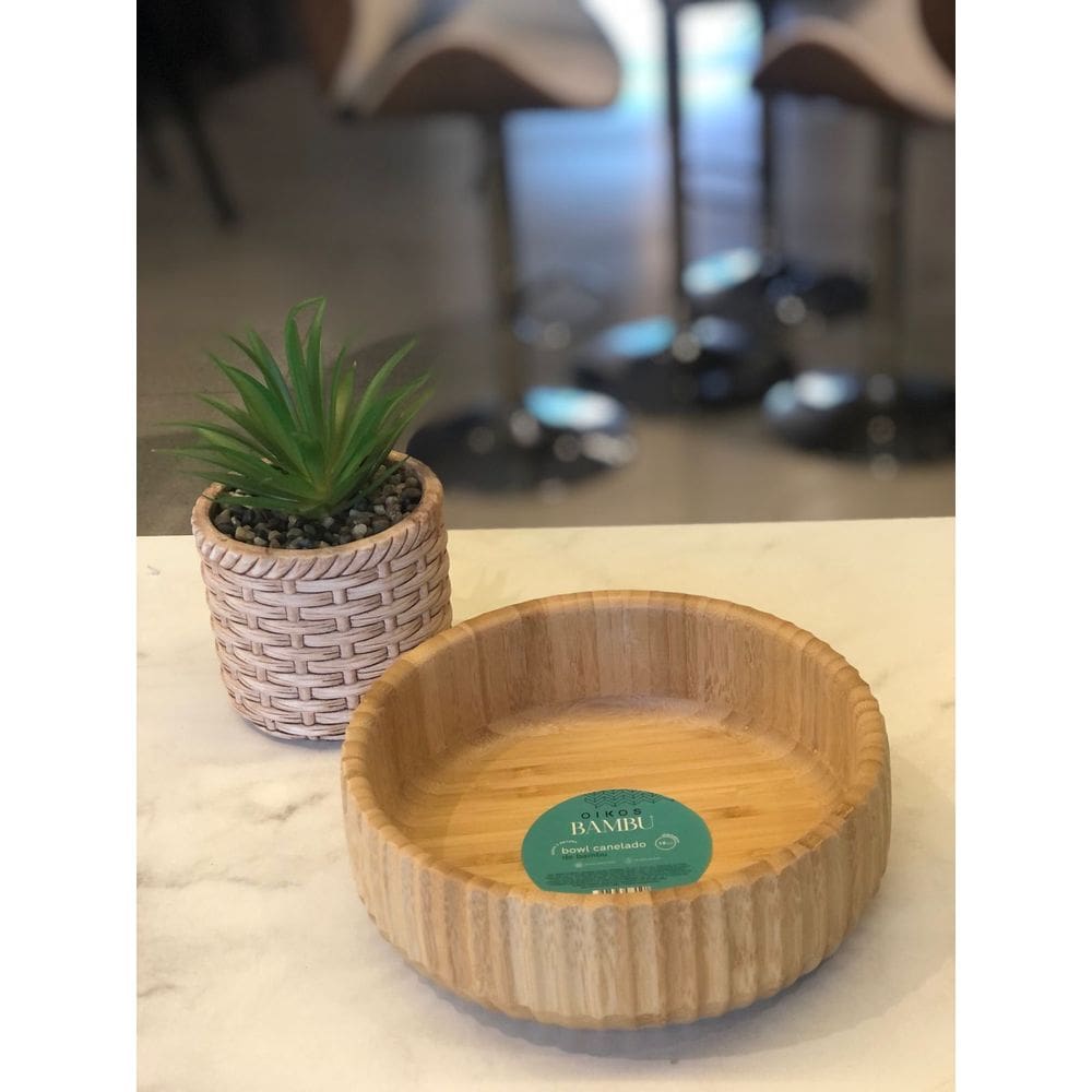 Bowl Canelado De Bambu M 19Cm - Oikos Natural