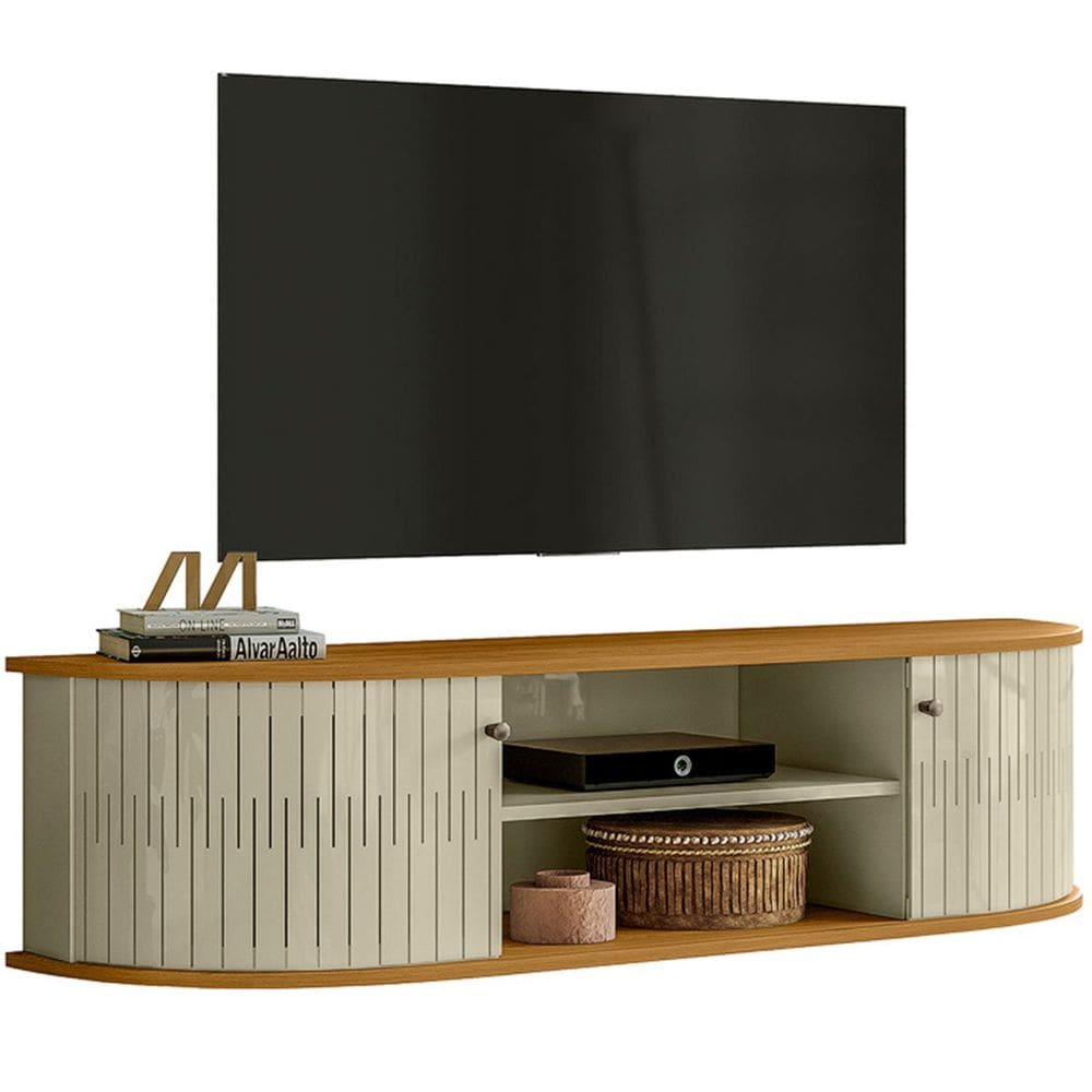 Rack Suspenso 2 Portas Moderno Para Tv de 60" Polegadas