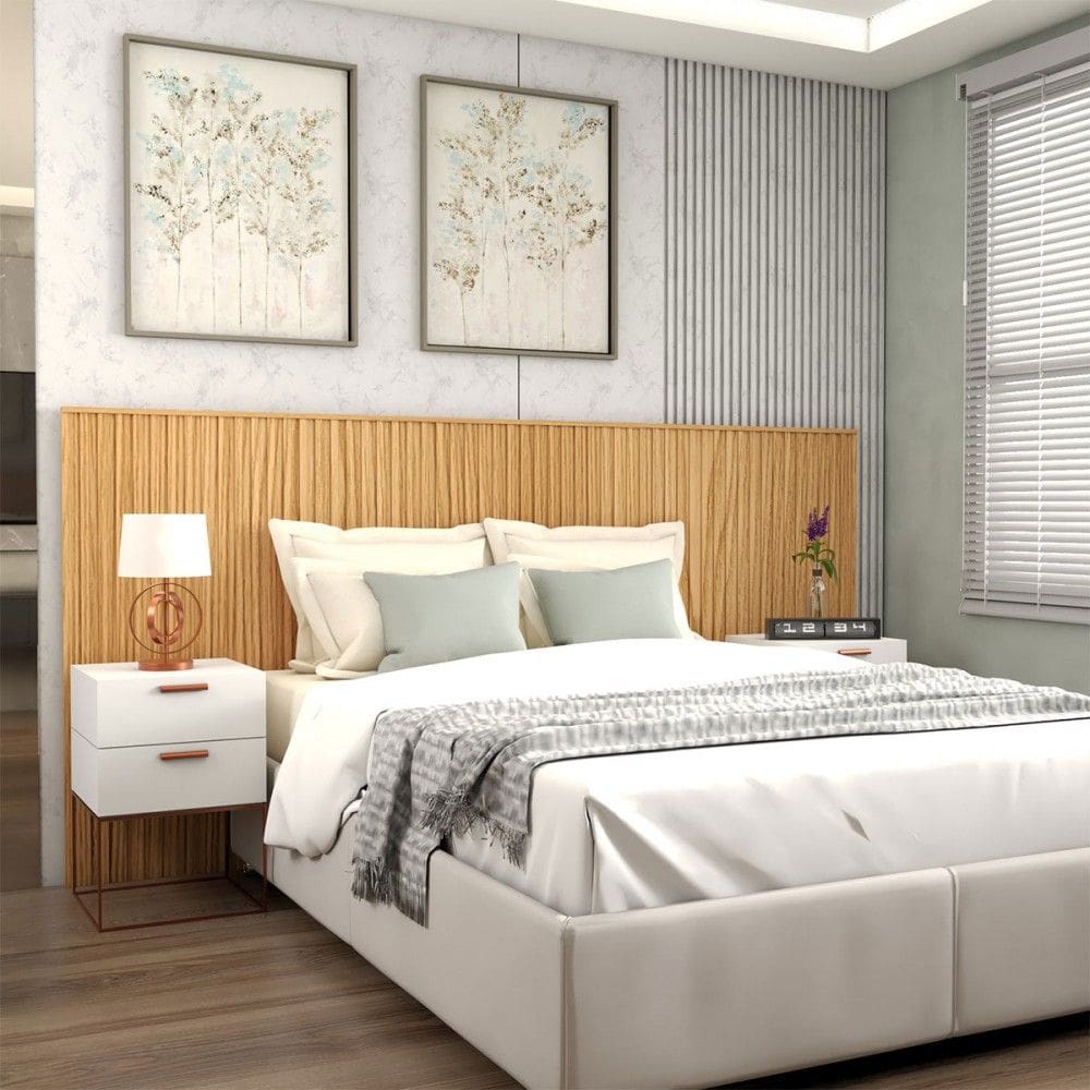 Cabeceira Casal Premium Ripado Nautre - Panorama Móveis