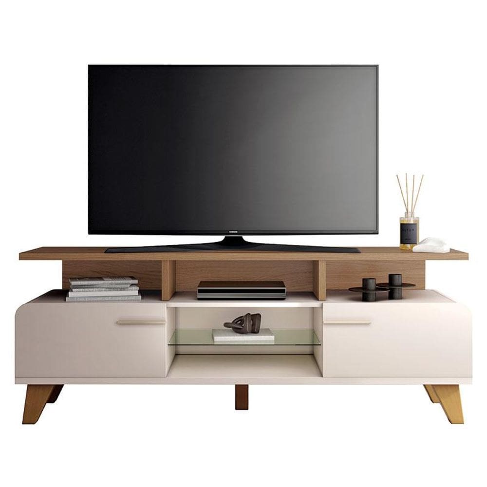 Rack Bancada para Sala Essenza 1.6 Off White Castanho – HB Móveis