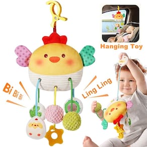 Brinquedo suspenso de carrinho de pelúcia sensorial para animais EDUVANKU Chicken