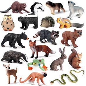 Estatuetas de brinquedo SCAHOW Forest Animals 18 unidades para crianças de 3 a 12 anos