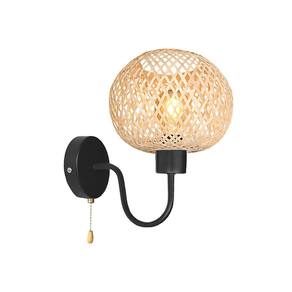 Arandela Fibra Natural Bambu Artesanal Boho Quarto Nat91