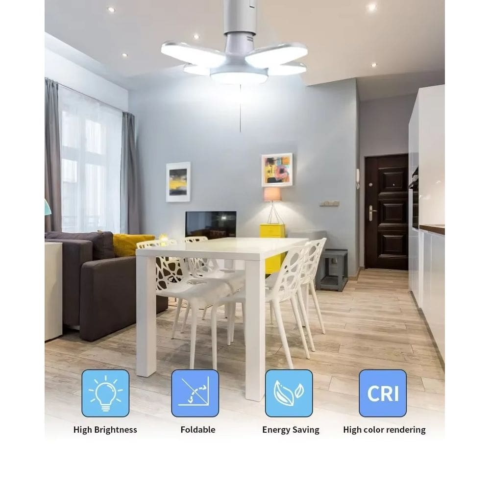 Lâmpada LED dobrável 4 Pétalas tipo ventilador Branco frio
