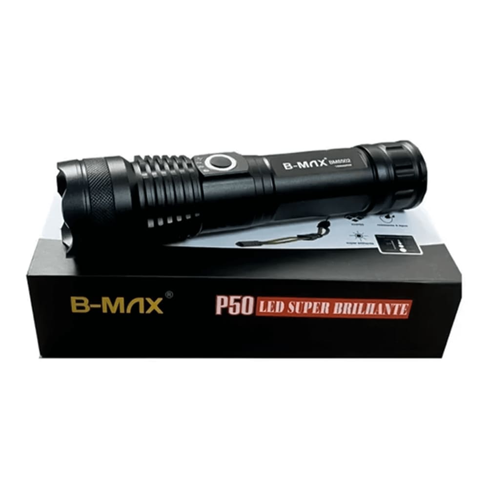Lanterna de Alto Desempenho BM-8502 LED T9 Recarregável com Zoom Ajustável e Resistência à Água