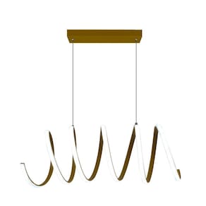 Luminária Pendente Espiral Dourado 50Cm Led 3 Em 1
