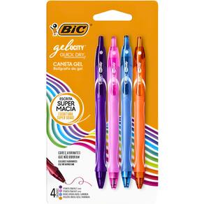 Caneta de Gel Gelocity Quick Dry 4 Cores Ponta fina 07mm Bic