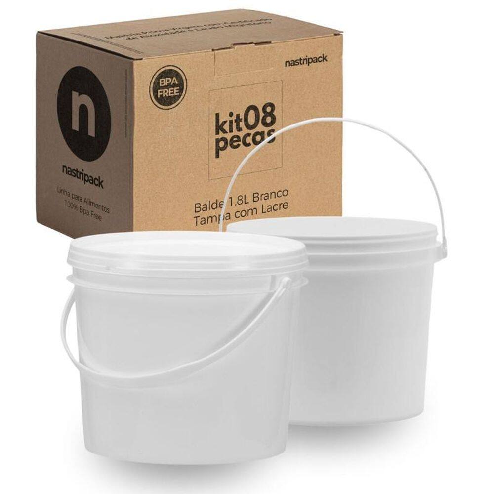 Balde Para Doces Lembrancinhas 1.8 Litros Branco 8 Pçs