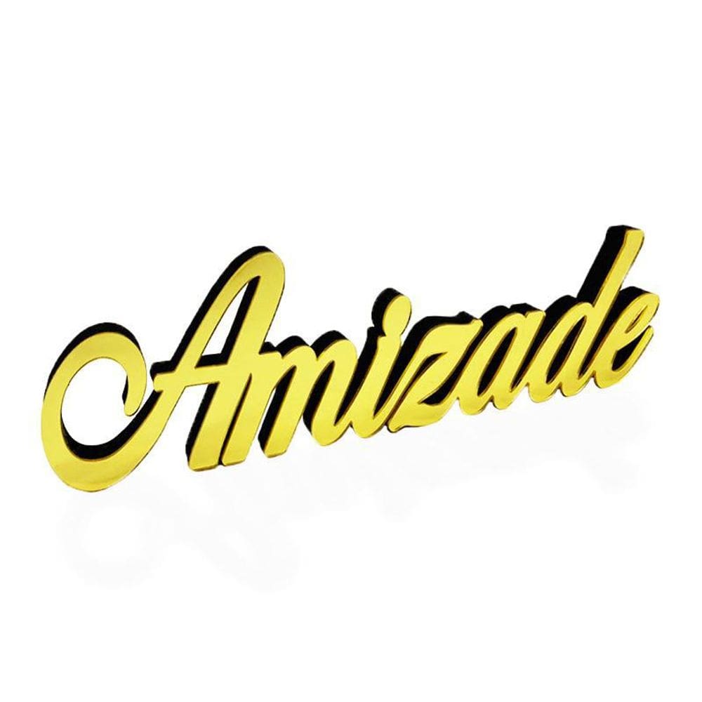 Palavra Amizade Em Mdf Decoryou - Ref 127 Ouro Espelhado