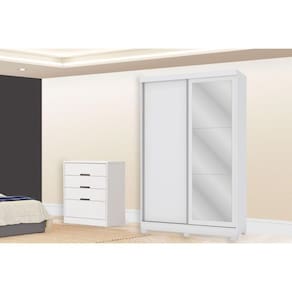 Guarda Roupa 2 Peças (1guardaroupa+1cômoda) Qc111 Branco (qc12) - Kappesberg