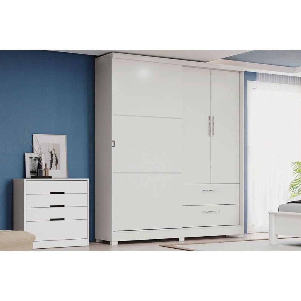 Guarda Roupa 2 Peças (1guardaroupa+1cômoda) Qc105 Branco (qc12) - Kappesberg