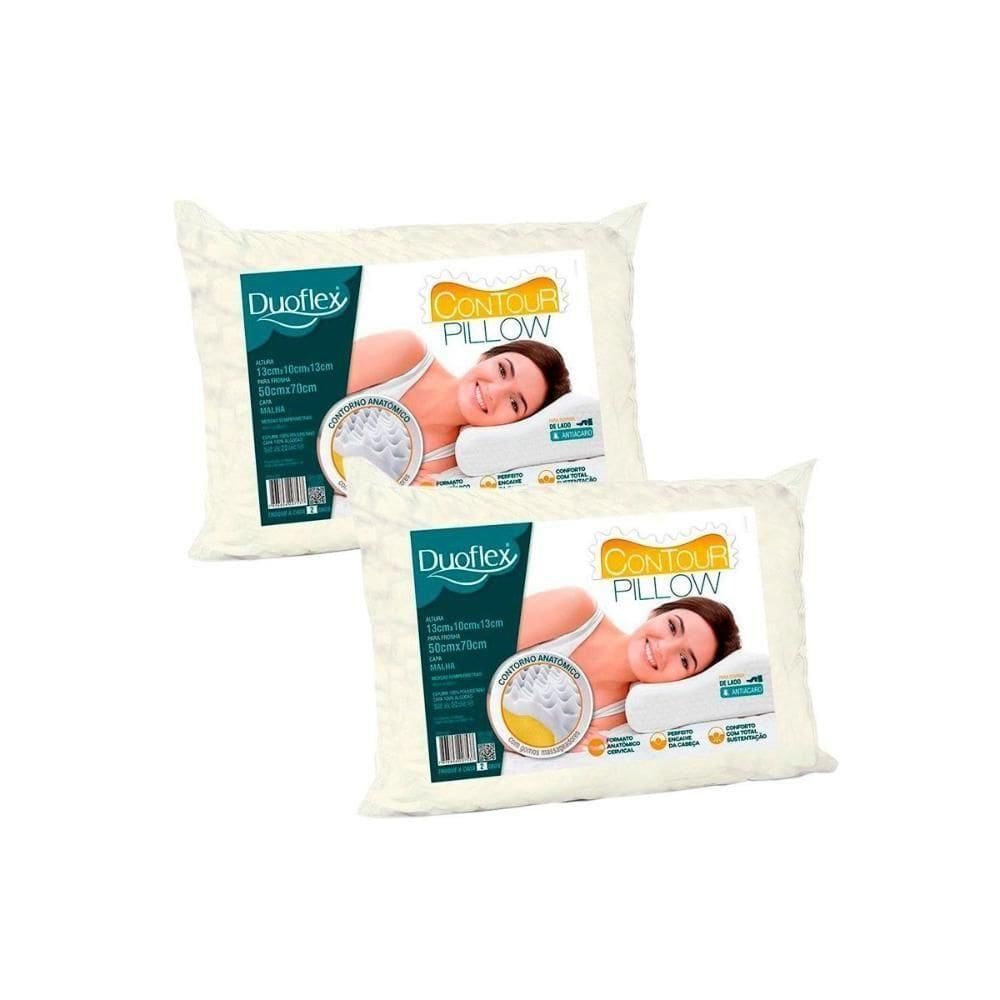 Travesseiro Espuma Aerada Contour Pillow Tp2102 C/ Capa De Algodão Kit C/ 2 Un (50x70) - Duo