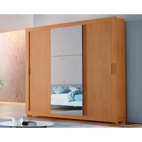 Guarda Roupas 3 Portas De Correr De E 4 Gavetas C- Pés Veneza Luxo Naturalle-ripado 3d - Rufato