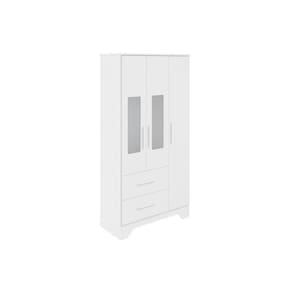 Guarda Roupa 3 Portas Popy Retrô C- (2 C- Petg) E 2 Gavetas Branco - Peroba