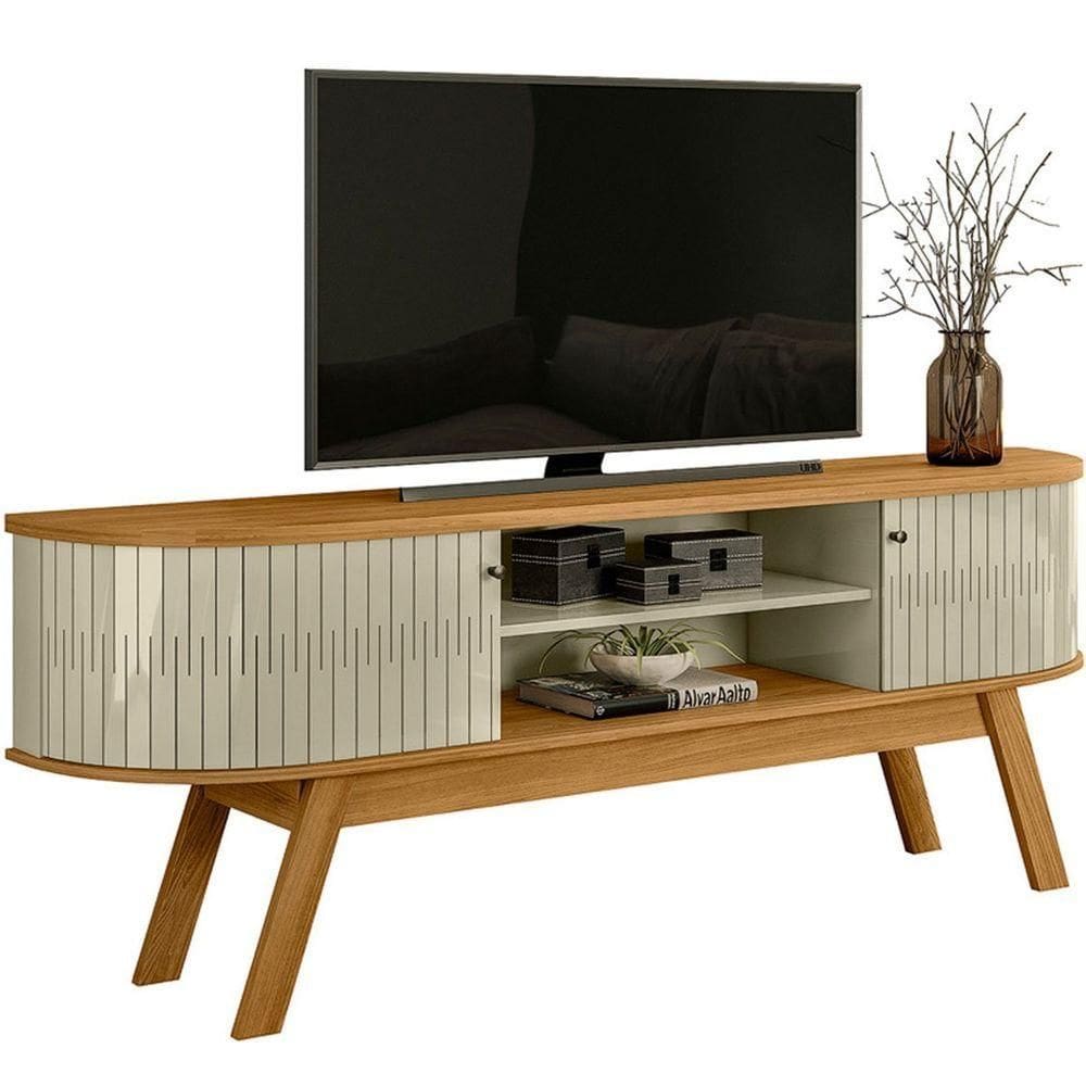 Rack Bancada Venezza 2 Portas Para Tv De 75 Polegadas Cumaru/opala