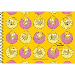 Caderno De Desenho Simpsons Tilibra - 80 Folhas Amarelo Rosquinha