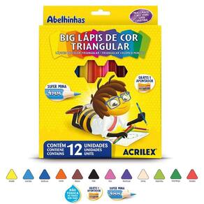 Big Lápis De Cor Triangular Mina 4mm Acrilex - 24 Cores