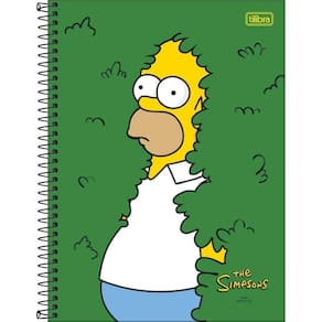 Caderno Universitário Simpsons Tilibra Capa Dura Espiral - 10 Matérias 160 Folhas Homer Grama