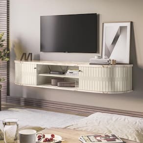 Rack Bancada Suspensa 2 Portas Para Tv De 75 Algarve Calacata Off White