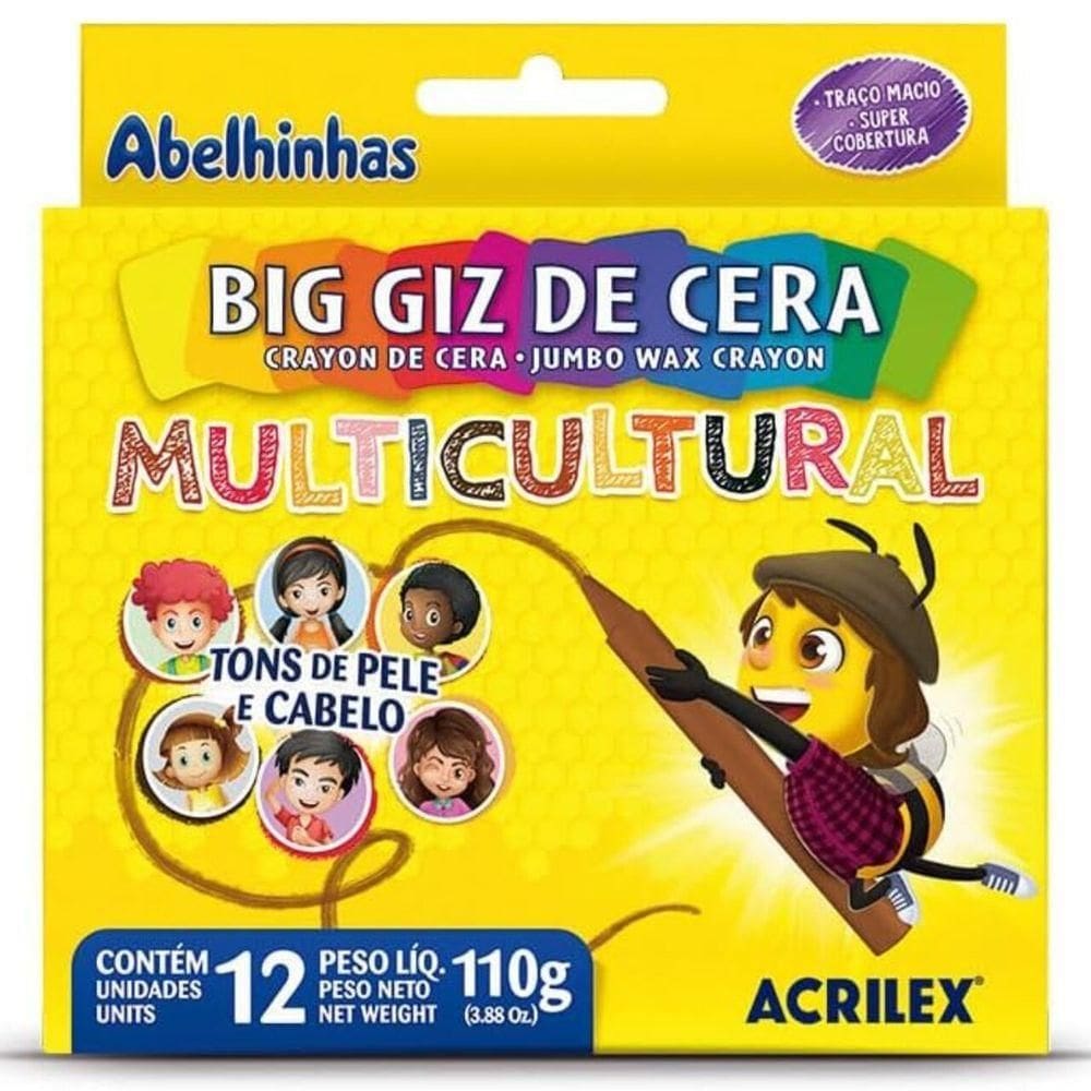 Giz De Cera Multicultural Acrilex - 12 Cores