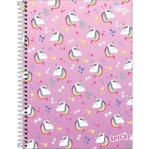 Caderno Universitário Spice Feminino Tilibra Capa Dura Espiral - 1 Matéria 80 Folhas Unicórnios
