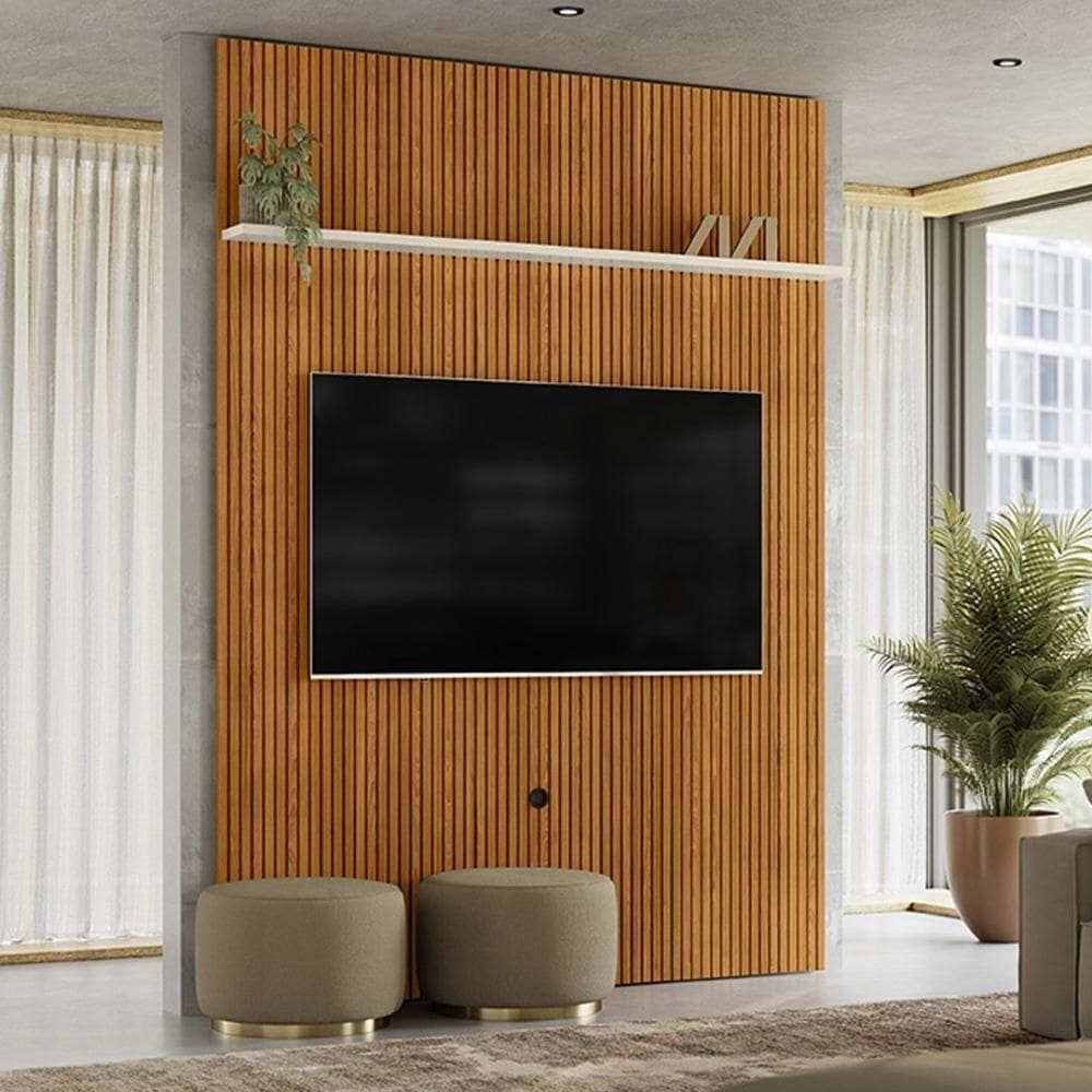 Painel Piso-teto 1 Prateleira New Interlagos Cinamomo Off White