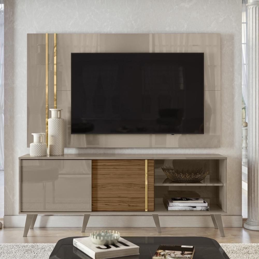 Rack Bancada E Painel Para Tv De 60 Polegadas Cronos Fendi Naturale