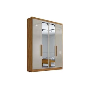 Guarda Roupa 4 Portas (2 C- Espelho) E 3 Gavetas Moderni-sevilha Cumaru-fendi - Horizonte