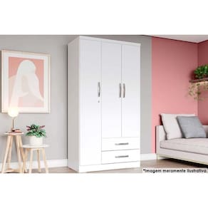 Guarda Roupa 3 Portas E 2 Gavetas Açaí Da133 Branco - Henn