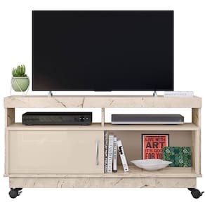 Rack Bancada Abel 1 Porta De Correr Para Tv De 50 Polegadas Calacata/off White