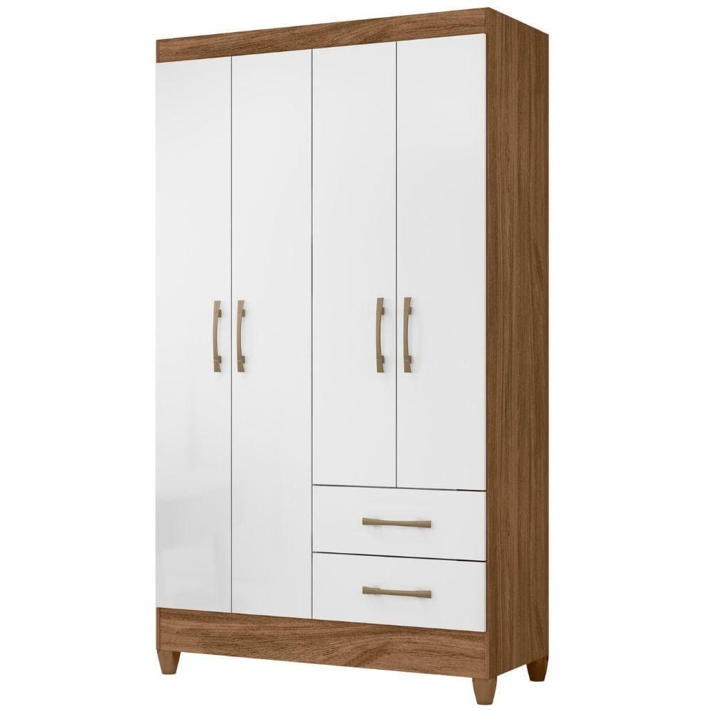 Guarda Roupa Solteiro Chile 4 Portas Naturale Branco Moval