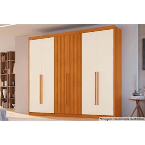 Guarda Roupa 6 Portas (2 Ripadas) E 6 Gavetas Atenas Cinamomo-off White - Conquista