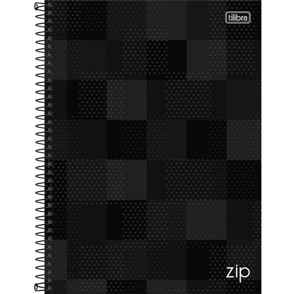 Caderno Universitário Zip Tilibra Capa Dura Espiral - 10 Matérias 160 Folhas Preto