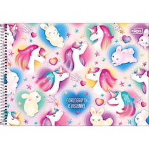 Caderno De Desenho Blink Tilibra - 80 Folhas Fundo Rosa Coração