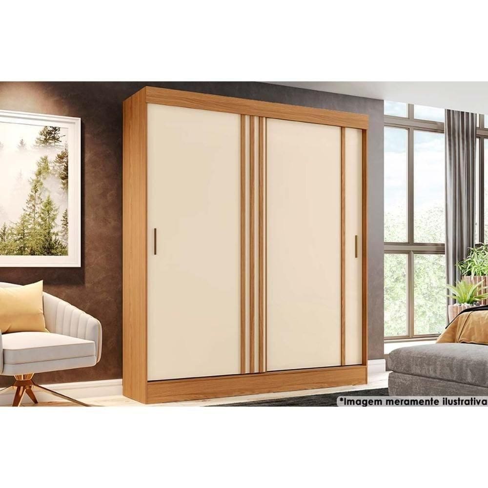 Guarda Roupa Casal 2 Portas De Correr E 2 Gavetas Briz B353 Nature-off White - Henn